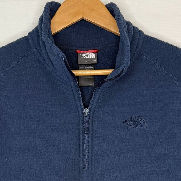 The North Face Blue Waffle Knit 1/4 Zip Pullover Size Medium - Picture 2 of 8